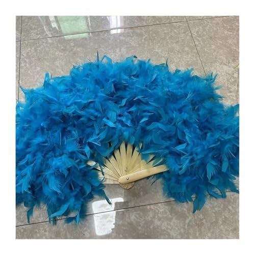 MTKSFDC Feder TanzfäCher Großer Flauschiger Federfächer for Bühnenauftritte, Tanzfotografie, Requisiten, Hochzeitsfeier-Dekoration, 70 x 40 cm(Blue01) von MTKSFDC
