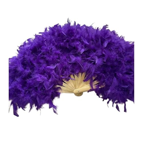MTKSFDC Feder TanzfäCher Großer Flauschiger Federfächer for Bühnenauftritte, Tanzfotografie, Requisiten, Hochzeitsfeier-Dekoration, 70 x 40 cm(Dark Purple) von MTKSFDC