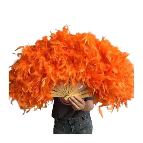 MTKSFDC Feder TanzfäCher Großer Flauschiger Federfächer for Bühnenauftritte, Tanzfotografie, Requisiten, Hochzeitsfeier-Dekoration, 70 x 40 cm(Orange) von MTKSFDC
