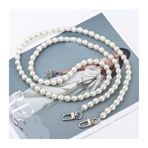 MTKSFDC Perlen Handtaschenriemen Trageriemen 120CM Perlenriemen for Taschen Zubehör for Handtaschen DIY Geldbörse Ersatz Lange Perlenkette Perlen Schultergurt for Tasche(Silver) von MTKSFDC