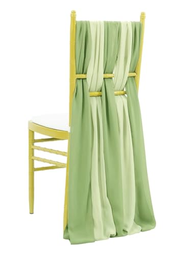 MTKSFDC Stuhl Deko Hochzeit Set of 2 Chiffon Chair Sashes Wedding Chair Decoration 30x300cm Knot Bands for Wedding Party Banquet Event Baby Shower Decors(Black) von MTKSFDC
