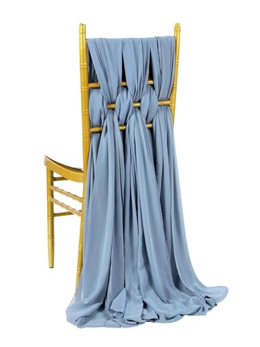 MTKSFDC Stuhl Deko Hochzeit Set of 2 Chiffon Chair Sashes Wedding Chair Decoration 30x300cm Knot Bands for Wedding Party Banquet Event Baby Shower Decors(Blue) von MTKSFDC