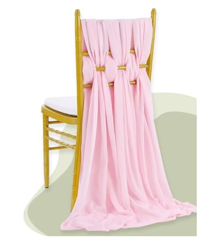 MTKSFDC Stuhl Deko Hochzeit Set of 2 Chiffon Chair Sashes Wedding Chair Decoration 30x300cm Knot Bands for Wedding Party Banquet Event Baby Shower Decors(Pink) von MTKSFDC