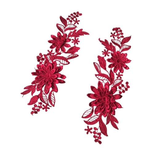 Spitzenstoff, 3D-Stickerei, Blumenapplikation, Kleidung, Kleidung, Kleidung, Dekoration, einfarbig, Nähzubehör, Burgunderrot, 1 Paar Spitzenstoff, 3D-Stickerei, Blumenapplikation, Kleidung, Kleidung, Kleidung, Dekoration, einfarbig, Nähzubehör, Burgunderrot, 1 Paar von MTKSFDC