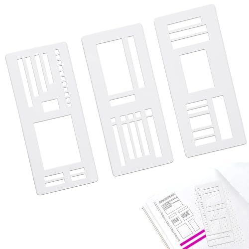 Handgefertigte flexible Aufzeichnungsvorlage, Planer-Schablonen-Set für Punktraster Journals, DIY flexible Zeichen- und Checklisten-Vorlagen geeignet für verschiedene Anlässe (Set B) von MUADUTYY