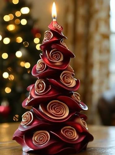 MUAECH 3D-Weihnachtsbäume, Kerzenformen für Kerzenherstellung, Silikon, DIY Weihnachtsbaum mit Rosen, Form für Seife, handgefertigte Aromatherapie-Kerzen, Epoxidharz-Formen für Heimdekoration, 2 von MUAECH