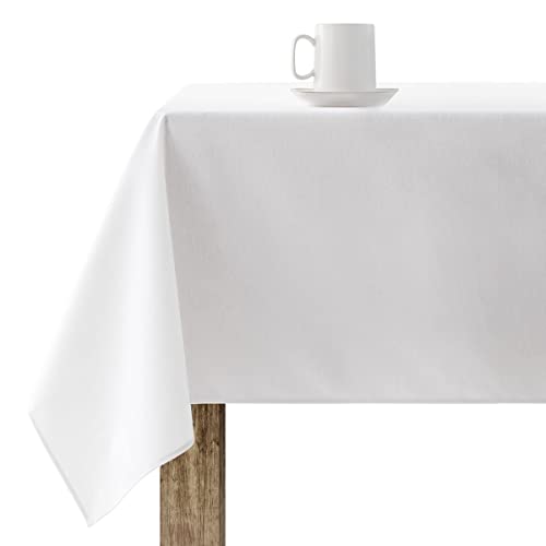 Belum Tischdecke, einfarbig, weiß, 103 cm, 200 x 140 cm, schmutzabweisend, wasserdicht, kein Wachstuch, Tischdecke aus 100% Bio-Baumwolle, einfarbig, Baumwolloptik von BL BELUM
