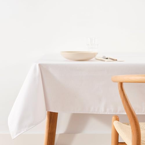 Belum Tischdecke, einfarbig, weiß, 103 cm, 200 x 140 cm, schmutzabweisend, wasserdicht, kein Wachstuch, Tischdecke aus 100% Bio-Baumwolle, einfarbig, Baumwolloptik Belum Tischdecke, einfarbig, weiß, 103 cm, 200 x 140 cm, schmutzabweisend, wasserdicht, kein Wachstuch, Tischdecke aus 100% Bio-Baumwolle, einfarbig, Baumwolloptik von BL BELUM