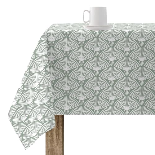 Belum Tischdecke, XL, fleckenabweisend, 100% geharzte Baumwolle, Tischdecke ohne Wachstuch, Tischdecke aus Baumwolle, wasserdicht, schmutzabweisend, flüssig, grün, 100 x 250 cm von BL BELUM