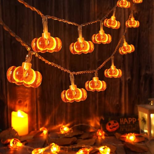 MUCHER Indoor 20 Warmweiß Micro LED 3M USB Herbst Halloween Kürbis Lichterkette von MUCHER