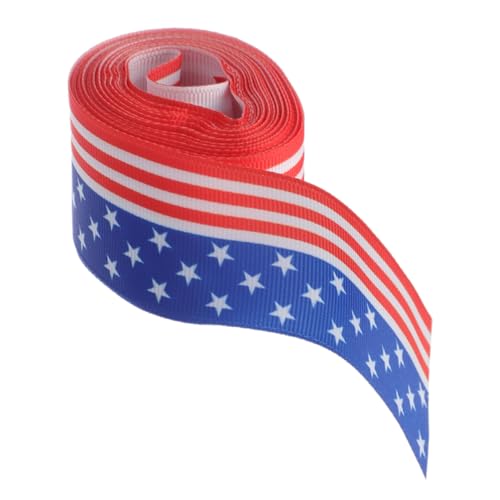 MUCKLILY 1 Rolle Dekoband Patriotische Bänder Unabhängigkeitstagsband Patriotisches Themenband Vierter Band Party Zierband Schleifenbänder Geschenkbänder Aus Polyester von MUCKLILY