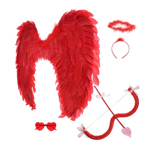 MUCKLILY 1 Satz Cupid Kostüm Set mit Flügeln Bogen und Herzbrille für Valentinstag Karneval und Cosplay Teiliges Set für Damen Bequem und Stylisch für Besondere Anlässe MUCKLILY 1 Satz Cupid Kostüm Set mit Flügeln Bogen und Herzbrille für Valentinstag Karneval und Cosplay Teiliges Set für Damen Bequem und Stylisch für Besondere Anlässe von MUCKLILY