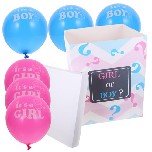 MUCKLILY 1 Satz Kasten Geburtstagsdekorationen Geschlechtsoffenlegungsbox Ornament Luftballons Partydekorationen zum Aufdecken des Geschlechts Geschlecht offenbaren Dekorationen Junge Baby von MUCKLILY