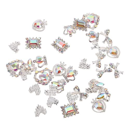 MUCKLILY 1 Schachtel Strass Nagel Charms Herz Form Glänzend Nail Art Schmuck aus Robustem Legierungs-material für DIY Maniküre und Kreative Nagelgestaltung von MUCKLILY