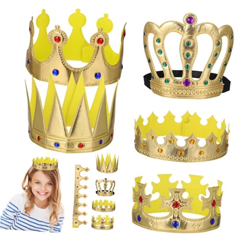 MUCKLILY 10 Stk. Teiliges Glänzende Goldene Königskronen mit Strasssteinen Leichte und Wiederverwendbare Party- für Kindergeburtstag und Festliche Dekoration Geeignet für Mädchen und Jungen von MUCKLILY