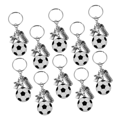 MUCKLILY 10 Stück Fußballthema Schlüsselbund schlüsselanhänger fussball metall Gegenstände mit Fußball -Themen Sportliebhaber Geschenk Schlüsselkette für Fußballparty Zinklegierung Silber von MUCKLILY