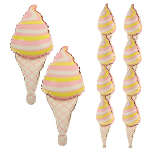 MUCKLILY 10 Stück Teiliges Eiscreme-folienballon- Aufblasbare Ballons Niedliche Partydeko für Kindergeburtstag Einfache Montage Rosa Samtig für Festliche Geburtstagsfeiern von MUCKLILY