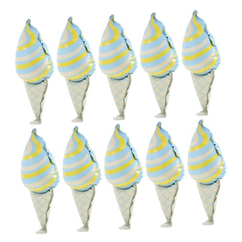 MUCKLILY 10 Stück Teiliges Eiscreme-motiv Langlebige Aluminiumfolie Einzigartige Eistütenform Bunte Geburtstagsdeko für Sommerfeste Babypartys und Kindergeburtstag von MUCKLILY
