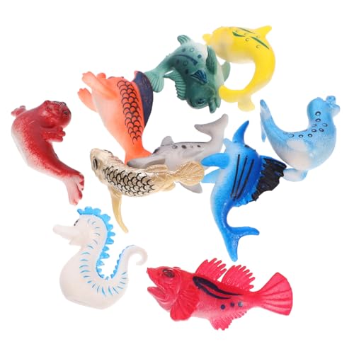 MUCKLILY 10 Stück Teiliges Meerestiere Set PVC Weichgummi Realistische Ozeanische Figuren für Kuchen Dekoration Badezimmer Geschenkidee mit Schildkröte und von MUCKLILY