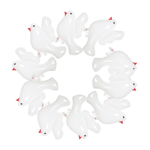 MUCKLILY 10 Stück Friedenstauben-Ballon Taubenballons Zeremonienform Zeremonieballons Große Dekoration Festivalballons Gedenktaube Hochzeit Süße Aluminiumfolie Weiß von MUCKLILY