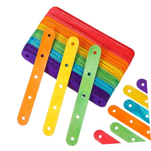 MUCKLILY 100Stücke Eisstiele aus Farbige Bastelstäbchen für DIY Projekte Eiscreme Sticks für Zuhause und Klassenzimmer Robust und Vielseitig Einsetzbar von MUCKLILY