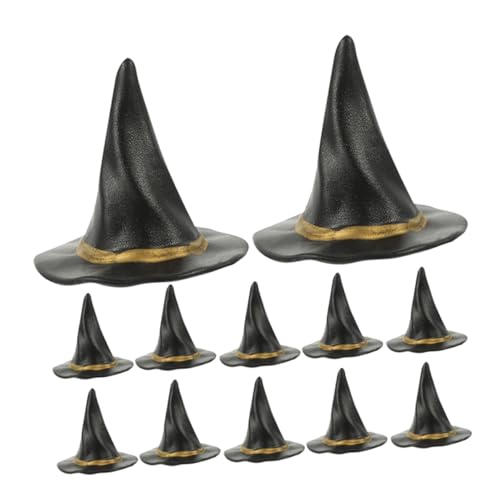 MUCKLILY 12 Stück Hexenhut -Dekoration Winzig Rosa Hexenhut Hängende Dekoration Für Mini-hexenhüte Aus Filz Miniaturhüte Halloween- Kleine Hexenhut Dekoration Puppe Die Schwarz Plastik von MUCKLILY