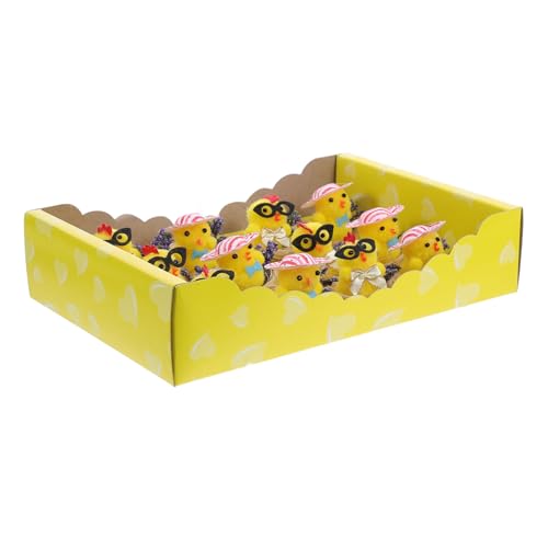 MUCKLILY 12 Stück -Miniküken Ostern Hühnereier Hühnchenspielzeug Mini-Hühnerfiguren osterküken Dekorationen Partyzubehör Bauernhoftierfiguren aus Kunststoff Mini -Figur Plüsch von MUCKLILY