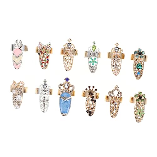 MUCKLILY 12Stücke Teiliges Nagelkunstset mit Zarten Kristallringen Fingerschmuck für Halloween Hochzeiten Partys Dating und Festivals Stilvolles Design MUCKLILY 12Stücke Teiliges Nagelkunstset mit Zarten Kristallringen Fingerschmuck für Halloween Hochzeiten Partys Dating und Festivals Stilvolles Design von MUCKLILY