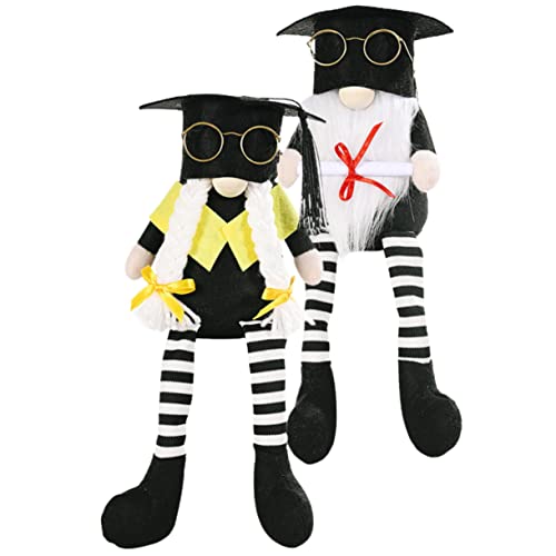 MUCKLILY 2 Stück Bachelor Hut Puppen Ornamente Graduiertenschule Zwergparty Abschlusspuppe Abschlussgeschenke Gestuftes Tablett Abschlusssaison Abschlussornament Stoff von MUCKLILY