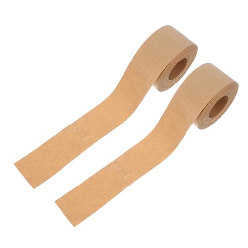 MUCKLILY 2 Stück Gummiband Packband gummiertes Papierband Versandklebeband Versandetiketten wasseraktivierter Klebebandabroller braunes Klebeband Kraftpapier Brown von MUCKLILY