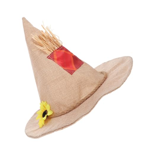 MUCKLILY 2 Stücke Hexenhut aus Jute und Stroh Halloween Vogelscheuche Kostüm Sonnenblumen Hexenhut für Erwachsene Vielseitiger Kopfschmuck für Halloween Erntedankfest und Herbst-deko von MUCKLILY