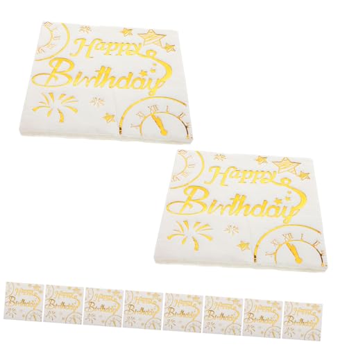 MUCKLILY 20 Stück Goldfolie Geburtstagsservietten Dekorative Papierservietten für Partys Hochzeiten und Feiern Saugfähig und Elegant mit Goldener Prägung von MUCKLILY