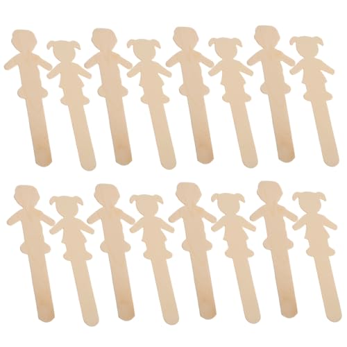 MUCKLILY 20 Stück Junge Mädchen Holzausschnitte Holzmenschen zum Basteln hölzernes Halloween-Handwerk Eisstiele zum Basteln Weihnachtsschmuck-Sets für Erwachsene Holzfiguren Holzleute Beige von MUCKLILY