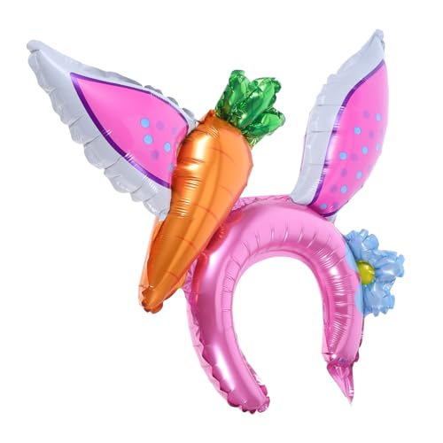 MUCKLILY 20 Stück Kaninchen-ballon-kopfschmuck Ohren Osterkopfschmuck Ostern Osterparty-stirnband Hase Ballon-stirnband Aluminiumfolie Rosa von MUCKLILY