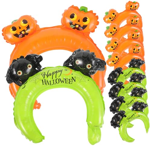 MUCKLILY 20 Stück Teiliges Halloween Luftballon mit Süßen Cartoon Haarreifen-motiven Langlebige Folienballons in Spider und Kürbis Leichte Partydekoration und Kopfschmuck für Halloween von MUCKLILY