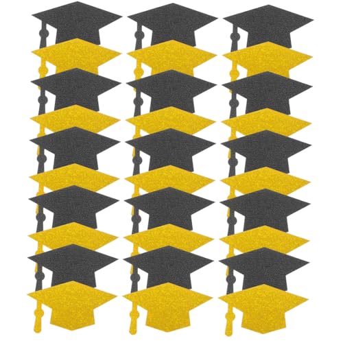 MUCKLILY 200 Stück Arzt Hut Dekoration Grad Abschlussdekorationen Abschlusskappen Gold Abschlussstreusel Schwarzer Abschluss Hochzeit Party Mittelstücke Schule Tischdekoration Silber von MUCKLILY