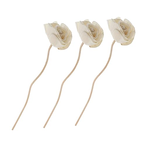 MUCKLILY 3 Stück Aromatherapie Diffusor Stäbchen mit Getrockneten Blüten Natürlicher Holz duftöl Diffuser Zubehör Dekorative Blütenform für Raumduft und Stilvolle Wohnraumgestaltung von MUCKLILY