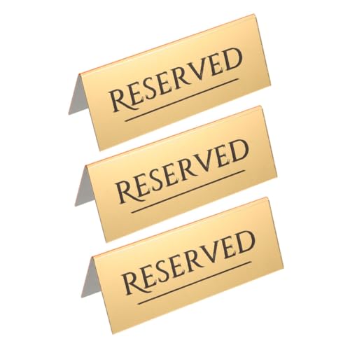 MUCKLILY 3 Stück Goldene Tischreservierungsschilder Leichte Platzkarten für Hochzeit Restaurant Bankett Meeting Vielseitig Nutzbar Einfach zu Beschriften Transportieren von MUCKLILY