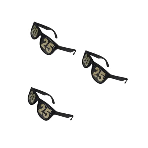MUCKLILY 3 Stück Neujahrsfeier Brille Lustige Foto Requisiten für Silvester Abschlussfeiern und Feiertagsanlässe Leichte und Stylische Partybrille mit Glitzer Design für Unvergessliche von MUCKLILY