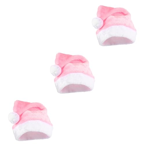 MUCKLILY 3 Stück Weihnachtsmütze Plüsch Santa Claus Mütze Unisex Xmas Party Kostüm Weihnachtsfeier Deko Rosa Kurzflor Erwachsene Festliche Mütze für Foto Requisiten von MUCKLILY