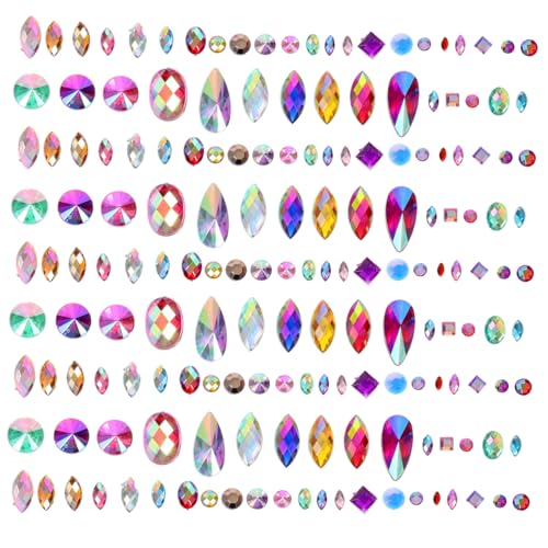 MUCKLILY 300 Stück Teiliges Acryl flatback Bunte Glitzersteine für DIY Maniküre Nailart Schmuck Basteln Nageldekorationen mit Glatter Oberfläche und Feiner Verarbeitung von MUCKLILY