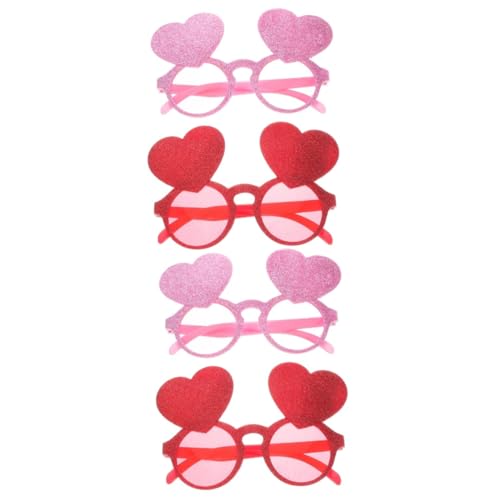 MUCKLILY 4 Stück Herzförmige Brille Sonnenbrillen Für Damen Coole Brille Für Teens Partybrille Für Erwachsene Neuheit Partybrillen Sonnenbrille in Herzform Partybedarf Lustig Braut Abs von MUCKLILY