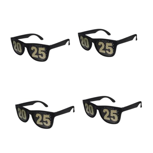 MUCKLILY 4 Stück Neujahrsbrille mit Glitzer Stilvolle Foto Requisiten für Silvesterpartys Schwarze Partybrille für Feierlichkeiten oder Zubehör MUCKLILY 4 Stück Neujahrsbrille mit Glitzer Stilvolle Foto Requisiten für Silvesterpartys Schwarze Partybrille für Feierlichkeiten oder Zubehör von MUCKLILY