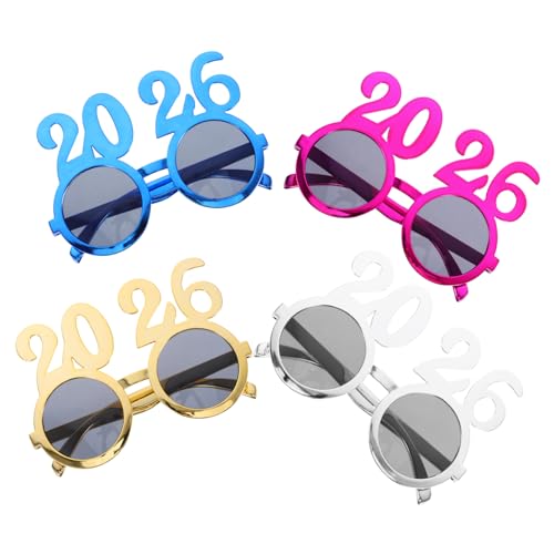 MUCKLILY 4 Stück Partybrille Lustige Sonnenbrillen für Silvester Feiern Fotorequisiten für Erwachsene MUCKLILY 4 Stück Partybrille Lustige Sonnenbrillen für Silvester Feiern Fotorequisiten für Erwachsene von MUCKLILY