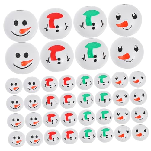 MUCKLILY 40 Stück Schneemann Holzperlen für Weihnachten Süße Diy Holzperlen mit Schneemann Gesicht für Bastelprojekte Weihnachtsdekoration und Schmuckherstellung MUCKLILY 40 Stück Schneemann Holzperlen für Weihnachten Süße Diy Holzperlen mit Schneemann Gesicht für Bastelprojekte Weihnachtsdekoration und Schmuckherstellung von MUCKLILY