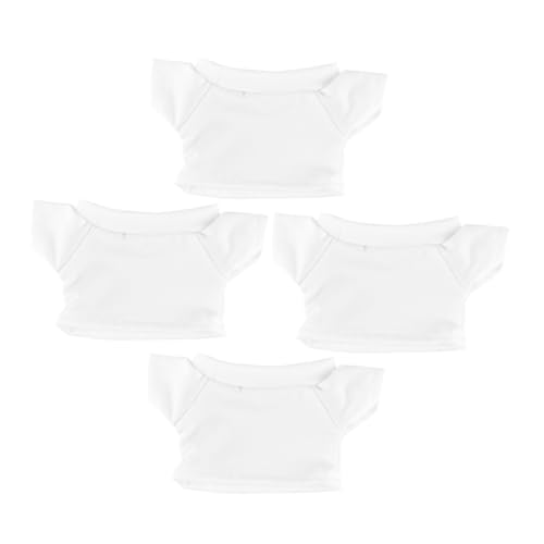 MUCKLILY 4stücke Baumwoll T-Shirt Für Stofftiere Wiederverwendbar Puppenkleidung Bärenhemd Kleine Puppen-t-Shirt Winzige Kleidung Für Plüschtiere Zartes Puppen-kleidungsstück von MUCKLILY