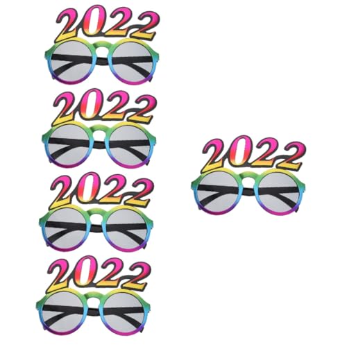MUCKLILY 5 Stk 2022 Brille Frohes Neues Jahr Brillen Leistungsrequisiten Ausgefallene Lustige Brillen 2022 Nummer Brillen Abschlussbrille 2022 Erwachsene Cosplay Neujahrsvorräte Bunt Kind von MUCKLILY