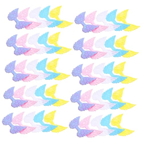 MUCKLILY 50 Stück Engelsflügel Applikationen Pailletten Aufnäher für Kleidung Basteln DIY Haarschmuck Zubehör in Farben Glitzernde Flügel Design für Jacken Rucksäcke und Jeans von MUCKLILY