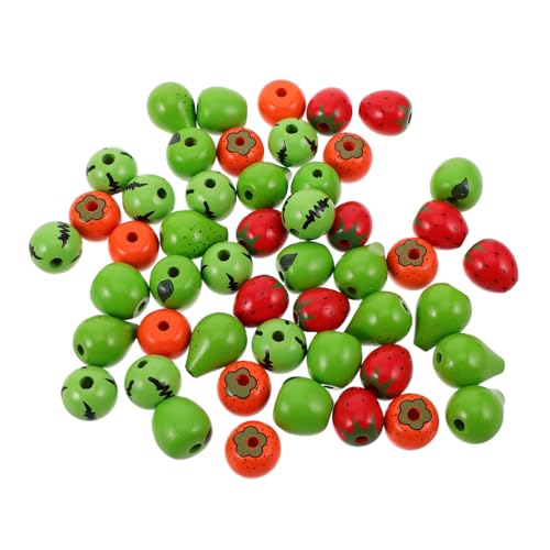 MUCKLILY 50 Stück Fruchtholzperlen Perlen Holzperle Schmuck Handwerk Perle Basteln Sie Lose Anhänger DIY Liefert Fruchtholzperlen Lose Holzperlen Perlen-anhänger DIY-perlen Hölzern von MUCKLILY