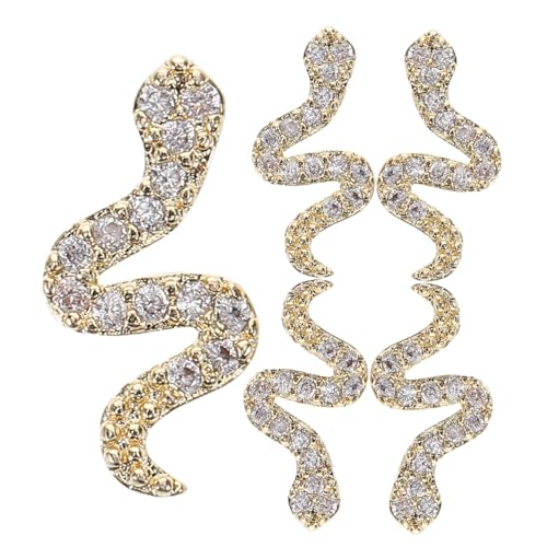 MUCKLILY 5Stücke Schlangen Nagelkunst Charms mit Strasssteinen Goldfarbene Legierungs Nagelschmuck für DIY Maniküre Auffällige Nageldekoration für Verschiedene Anlässe von MUCKLILY